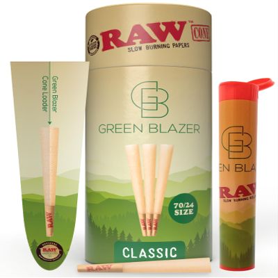 RAW Cones Dogwalker 70/24: 50 Pack - Mini Pre Rolled Cones Rolling Papers & Tips, Classic RAW Paper, 70mm