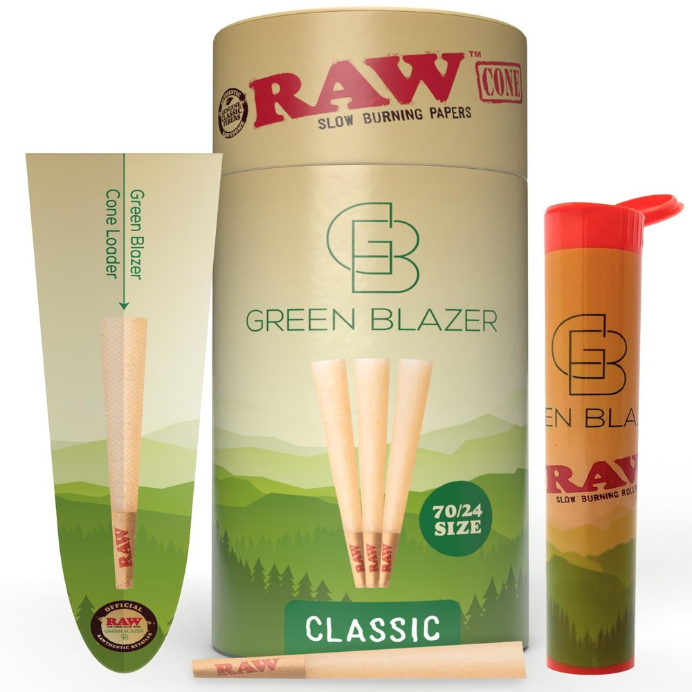 RAW Cones Dogwalker 70/24: 50 Pack - Mini Pre Rolled Cones Rolling Papers & Tips, Classic RAW Paper, 70mm