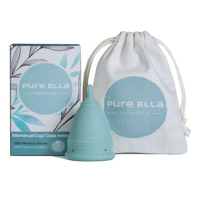 Pure Ella Menstrual Cup - Reusable Soft Silicone Period Cup - Wear for 12 Hours - Medical Grade & BPA Free Silicone - Eco Friendly & Hypoallergenic Feminine Hygiene Sizes XS, Small, Large (Small)