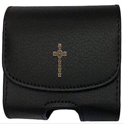 Premium 3D Metal Cross Pouch case with Belt Clip for Dexcom G6 Mobile CGM Receiver (Mobile Continuous Glucose Monitoring) (Horizontal/1/black/cross3#Cooper)