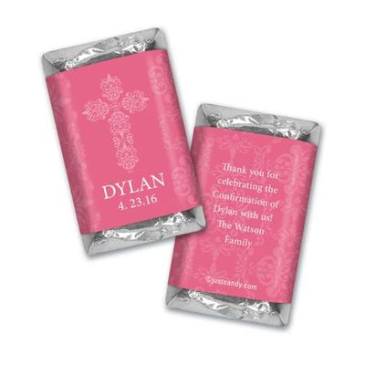 100ct Confirmation Favors Personalized Wrappers for Miniatures (100 Pack) Honeysuckle Pink