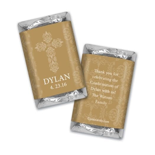 75ct Confirmation Candy Favors Personalized Miniatures (75 Pack) Gold