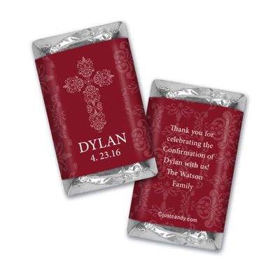 100ct Confirmation Favors Personalized Wrappers for Miniatures (100 Pack) Maroon