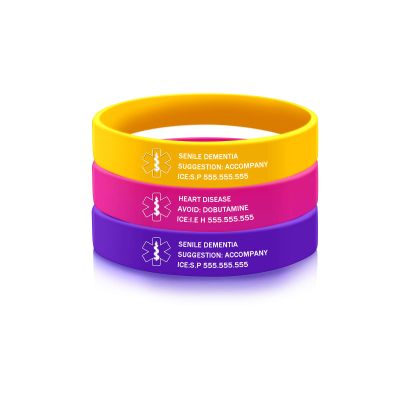 BAUMA AUTO Custom Silicone Medical Alert ID Bracelets for Men/Women Personalized Waterproof Emergency ID Bracelets for Grandmother/Grandfather/Son/Daughter Can Engraved Name