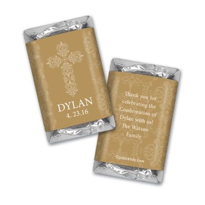 100ct Confirmation Favors Personalized Wrappers for Miniatures (100 Pack) Gold