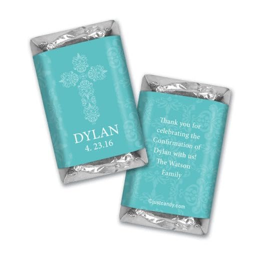 100ct Confirmation Favors Personalized Wrappers for Miniatures (100 Pack) Pool Blue