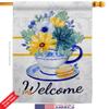 Afternoon Tea Bouquet House Flag Dowel Set Garden Floral Sunflower Tulip Rose Orchid Lilies Season Springtime Flower Wreath Small Decorative Gift Yard Banner Double-Sided Made In USA 28 X 40 view 2