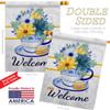 Afternoon Tea Bouquet House Flag Dowel Set Garden Floral Sunflower Tulip Rose Orchid Lilies Season Springtime Flower Wreath Small Decorative Gift Yard Banner Double-Sided Made In USA 28 X 40 view 3