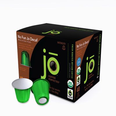 NO FUN JO DECAF: 40 Organic Espresso Capsules made for Nespresso Original Line Compatible Brewers, Medium/Dark Roast, Swiss Water Process Decaf, Fair Trade, Lungo, Ristretto or Espresso by Jo Coffee