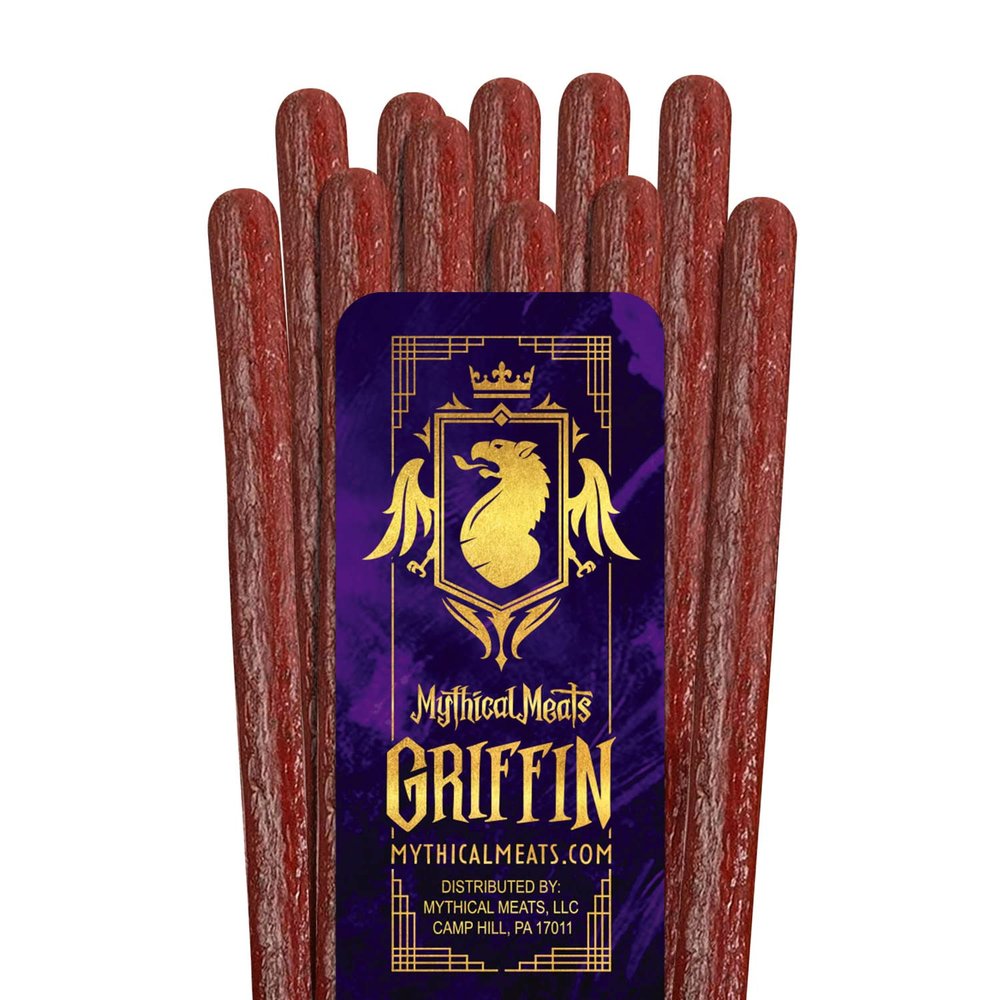Mythical Meats Original Flavor Griffin 12-Pack Snack Sticks Ostrich w/Beef Dried & Dehydrated Meats Seasoned to Perfection High Protein Snacks
