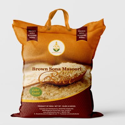 Shastha Brown Sona Masoori Rice 10 Lbs (pack of 1)