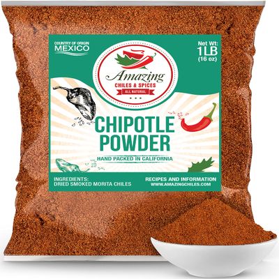 Chipotle Chili Powder Seasoning 1 LB (16oz) Natural and Premium. Great For Meats, Grilling Rubs, Sauces, Salsa. Medium to High Heat - Sweet & Smoky Flavor. By Amazing Chiles & Spices.