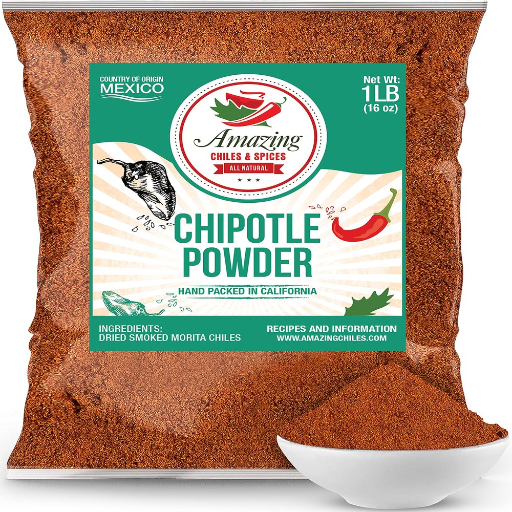 Chipotle Chili Powder Seasoning 1 LB (16oz) Natural and Premium. Great For Meats, Grilling Rubs, Sauces, Salsa. Medium to High Heat - Sweet & Smoky Flavor. By Amazing Chiles & Spices.