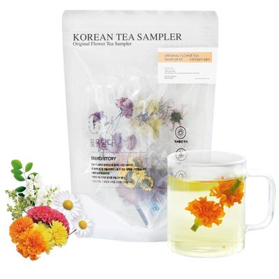 KKOKDAM Flower Tea Set Sampler - Loose Leaf, Fancy Variety Pack, Blooming Flowers, Unique Gifts