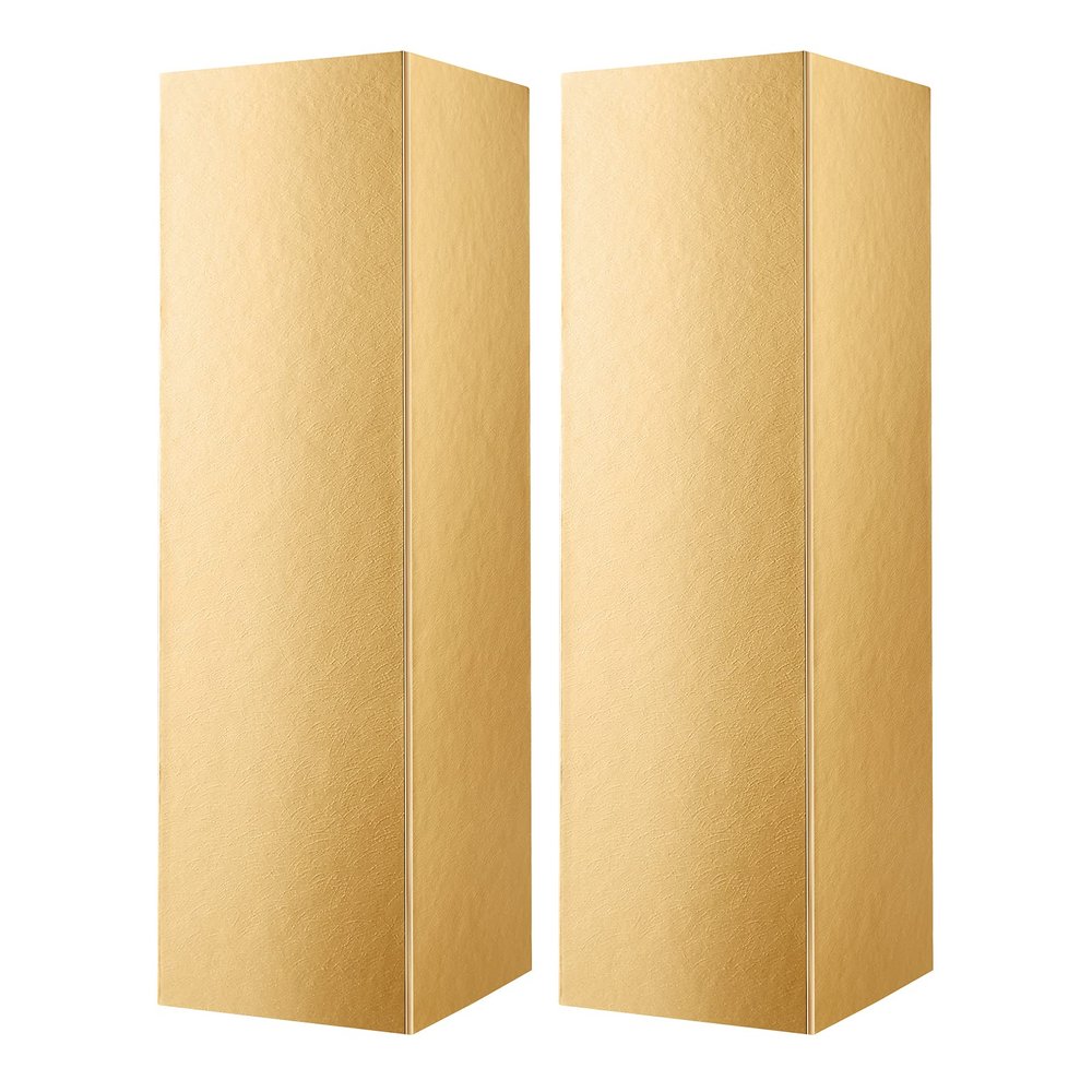 MALICPLUS 2 Wine Gift Boxes 13.5x4.5x4 Inches, Bottle Gift Boxes for Liquor and Champagne, Magnetic Closure Collapsible Gift Box (Glossy Gold with Grass Texture)