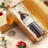 MALICPLUS 2 Wine Gift Boxes 13.5x4.5x4 Inches, Bottle Gift Boxes for Liquor and Champagne, Magnetic Closure Collapsible Gift Box (Glossy Gold with Grass Texture) view 4