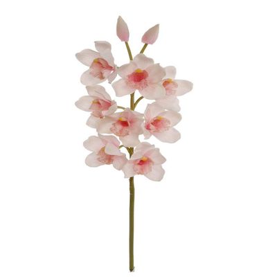 Silk Cymbidium Orchid Stem - Light Pink, 30" Long with 10 Flowers and 2 Buds | Perfect for Weddings, Home Decor, and DIY Arrangements | Lifelike Artificial Floral Stem | Includes One Stem per Order