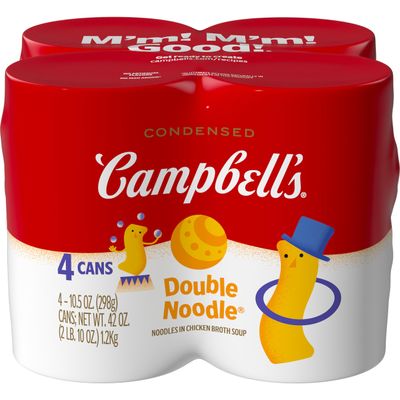 Campbells Condensed Kids Double Noodle Soup, 10.5 oz Can (4 Pack)