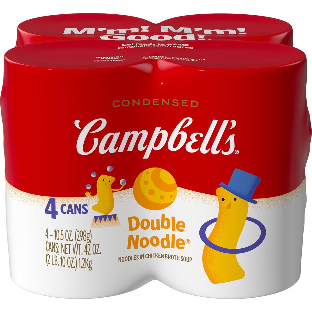Campbells Condensed Kids Double Noodle Soup, 10.5 oz Can (4 Pack)