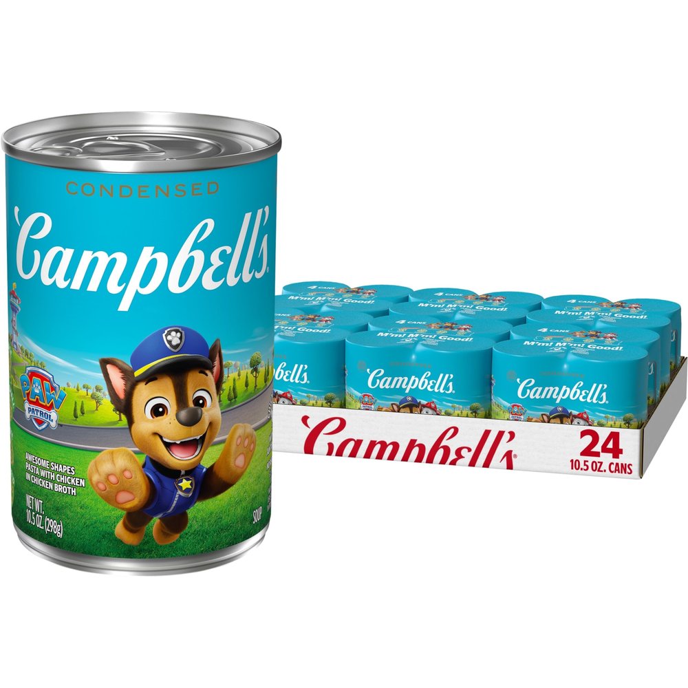 Campbells Condensed Kids Soup, Paw Patrol Awesome Shapes Pasta With Chicken in Chicken Broth, 10.5 oz Can (24 Pack)