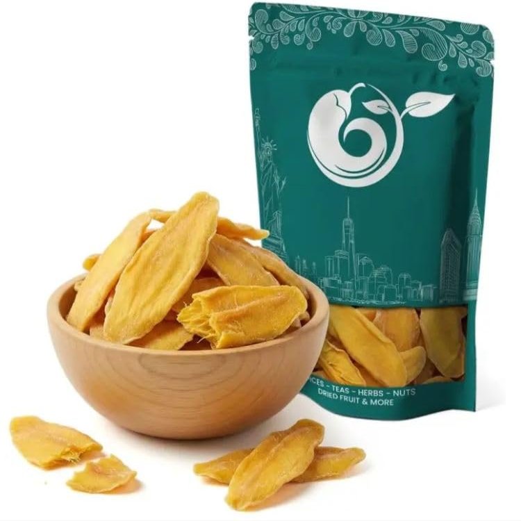 NY Spice Shop Dried Natural Mango Strips - 8 Ounce Dehydrated Mango slices Fruit Snacking - Dried Mangos Pieces for Baking Smoothies Tropical Fruit Treats - Natural Dehydrated Mangos for Trail Mix