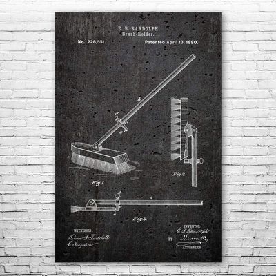 Push Broom Poster Print, Broom Closet Art, Grounds Keeper, Custodian Gifts, Laundry Room Art, School Janitor Dark Concrete (13 inch x 19 inch)