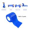 [24Pack 2" x5 Yards] Blue-Self Adhesive Bandages Pre Wrap, Athletic Elastic Cohesive Bandage for Sports, Injuries, Treatments, and Recovery, First Aid Tape Vet Wrap for Cat, Dog view 2