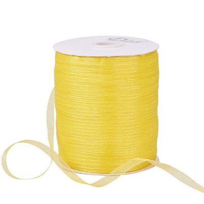 Pandahall 500Yards Sheer Lithe Organza Ribbon 1/4 Inch Wide Transparent Chiffon Ribbon for Wrapping Wedding DIY Decoration (Yellow)