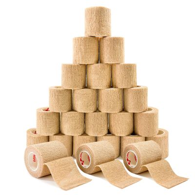 [24 Pack 2" x5 Yards] Carbou Self Adhesive Bandages Pre Wrap, Athletic Elastic Cohesive Bandage for Sports, Injuries, Treatments, and Recovery, First Aid Tape Vet Wrap for Cat, Dog