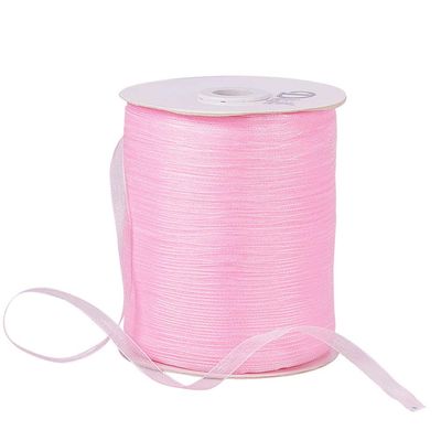 Pandahall 500Yards Sheer Lithe Organza Ribbon 1/4 Inch Wide Transparent Chiffon Ribbon for Wrapping Wedding DIY Decoration (Pink)
