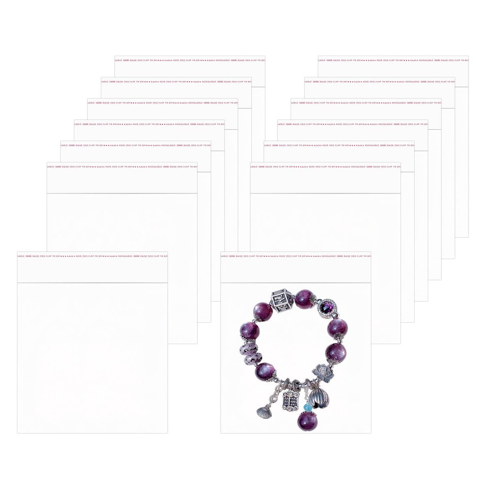 4" x 4" Self Adhesive Seal Bags 300pcs Clear Resealable Cellophane Bags Plastic Cello Bag 1 Mil for Jewelry Earrings Candies Bakery Candle Cookie (12 Sizes to Choose from)