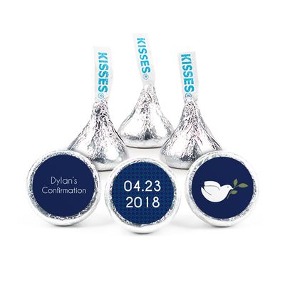 100ct Personalized Confirmation Candy Kisses Favors - Candy Included - No Assembly Required - Navy with Dove