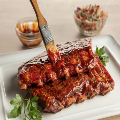 Burgers' Smokehouse Fully Cooked Pork Ribs (Signature Sauced Baby Backs, Two Whole Slabs)