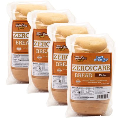 ThinSlim Foods Zero Net Carb Bread | Keto | Low Carb | 45 Calories Per Slice | - Everything Inside, 4 Pack