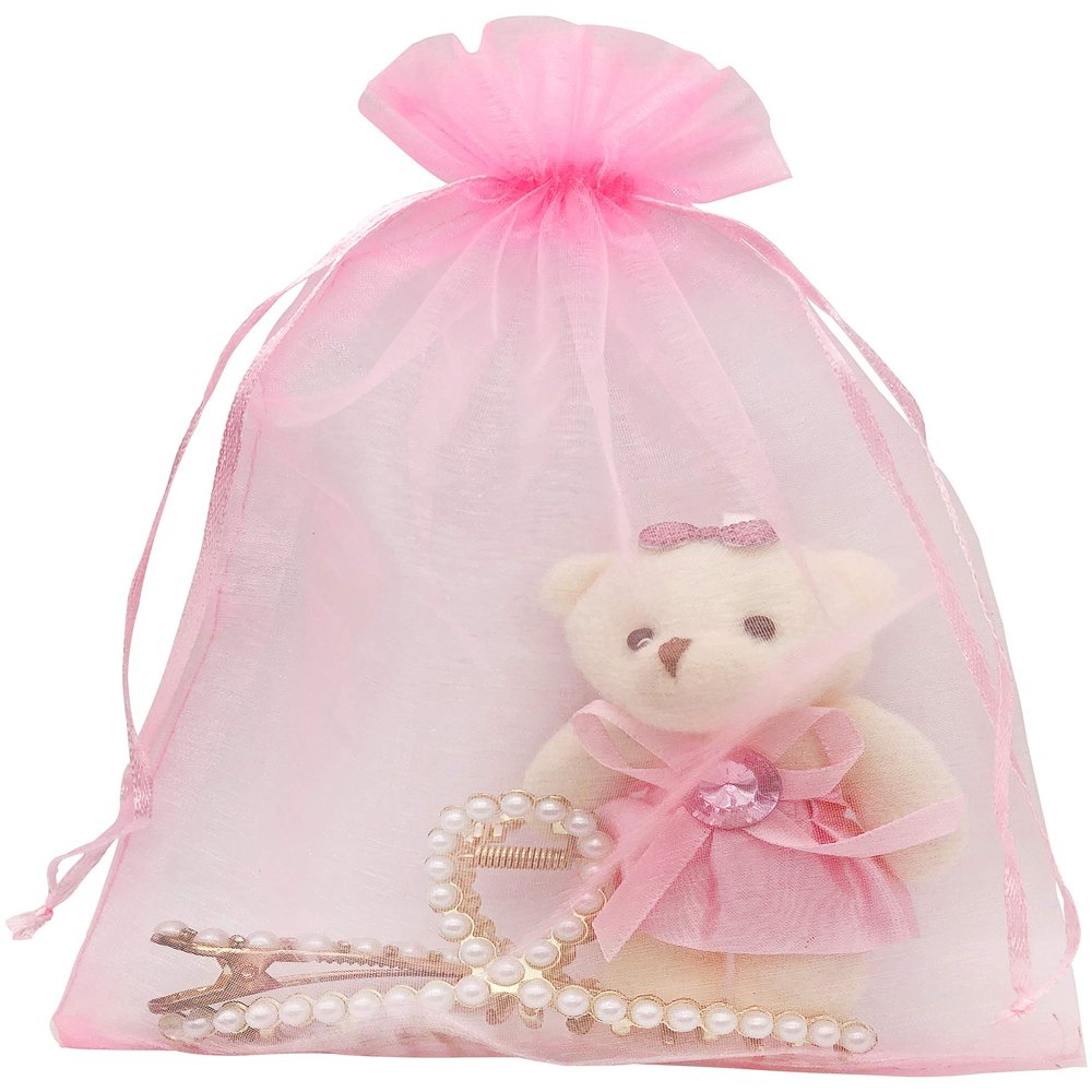 100pcs Pink Organza Gift Bags 6X9 Inch Valentines Day Mesh Bags Drawstring Jewelry Pouch for Wedding Baby Shower Party Favor Goodie Bags