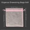100pcs Pink Organza Gift Bags 6X9 Inch Valentines Day Mesh Bags Drawstring Jewelry Pouch for Wedding Baby Shower Party Favor Goodie Bags view 2