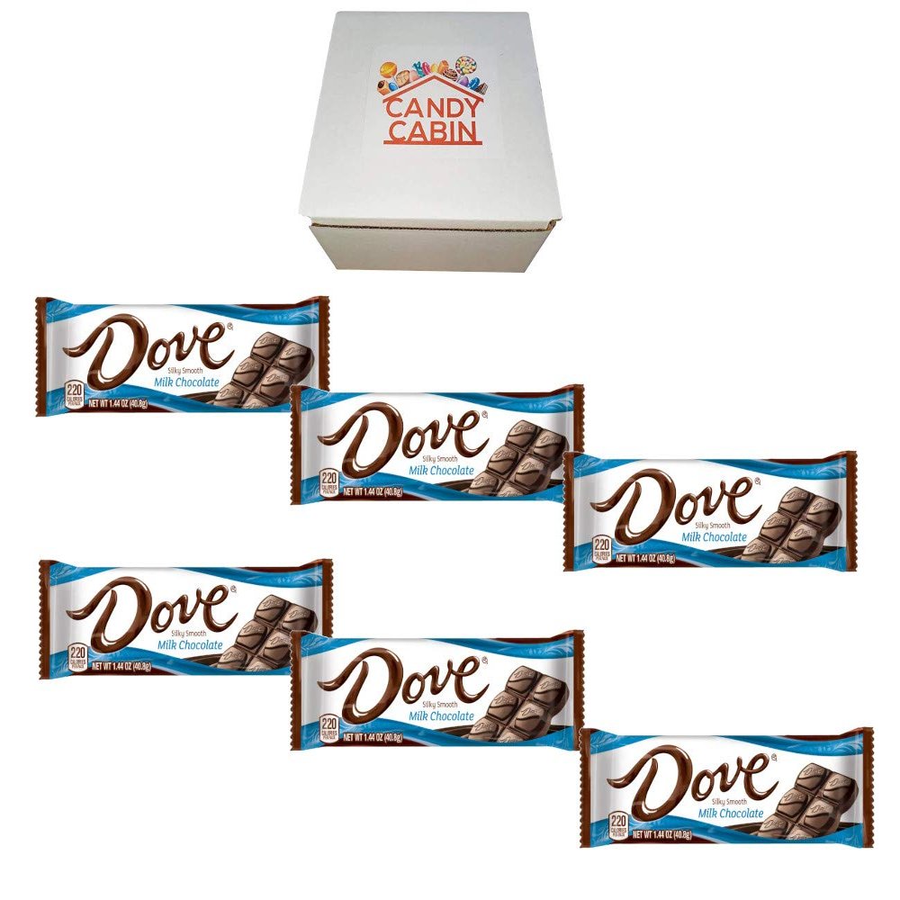 Dove Single Size 1.44 oz Chocolate Bars by CANDY CABIN (MilkChocolate, 6 Pack)