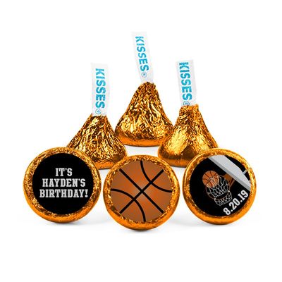 108ct Personalized Basketball Kid's Birthday Party Favors Stickers for Kisses Candy (108 ct)