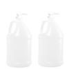 1 Gallon Natural HDPE Round Handleware Container, 38-400 with White Pump  2 Pack view 3