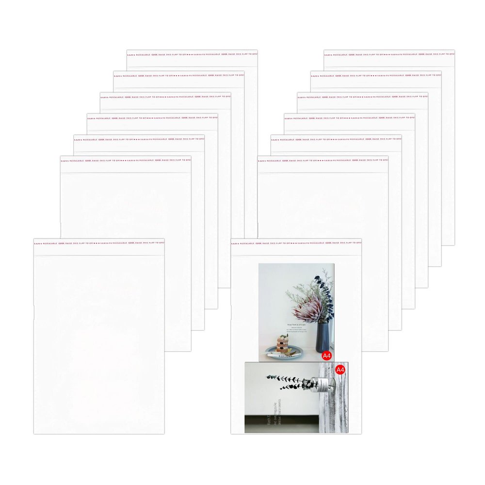 200pcs Self Sealing OPP Poly Bags 14" x 20" Clear Resealable Cello Bags Plastic Cellophane Bags 1Mil for Apparel Clothing T-Shirt Gifts (18 Sizes to choose from)