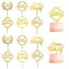 12Pcs Acrylic Cake Topper, BetterJonny Double-Sided Glitter Happy Birthday Gold Cake Topper Set, Birthday Decoration for Children and Adults view 1