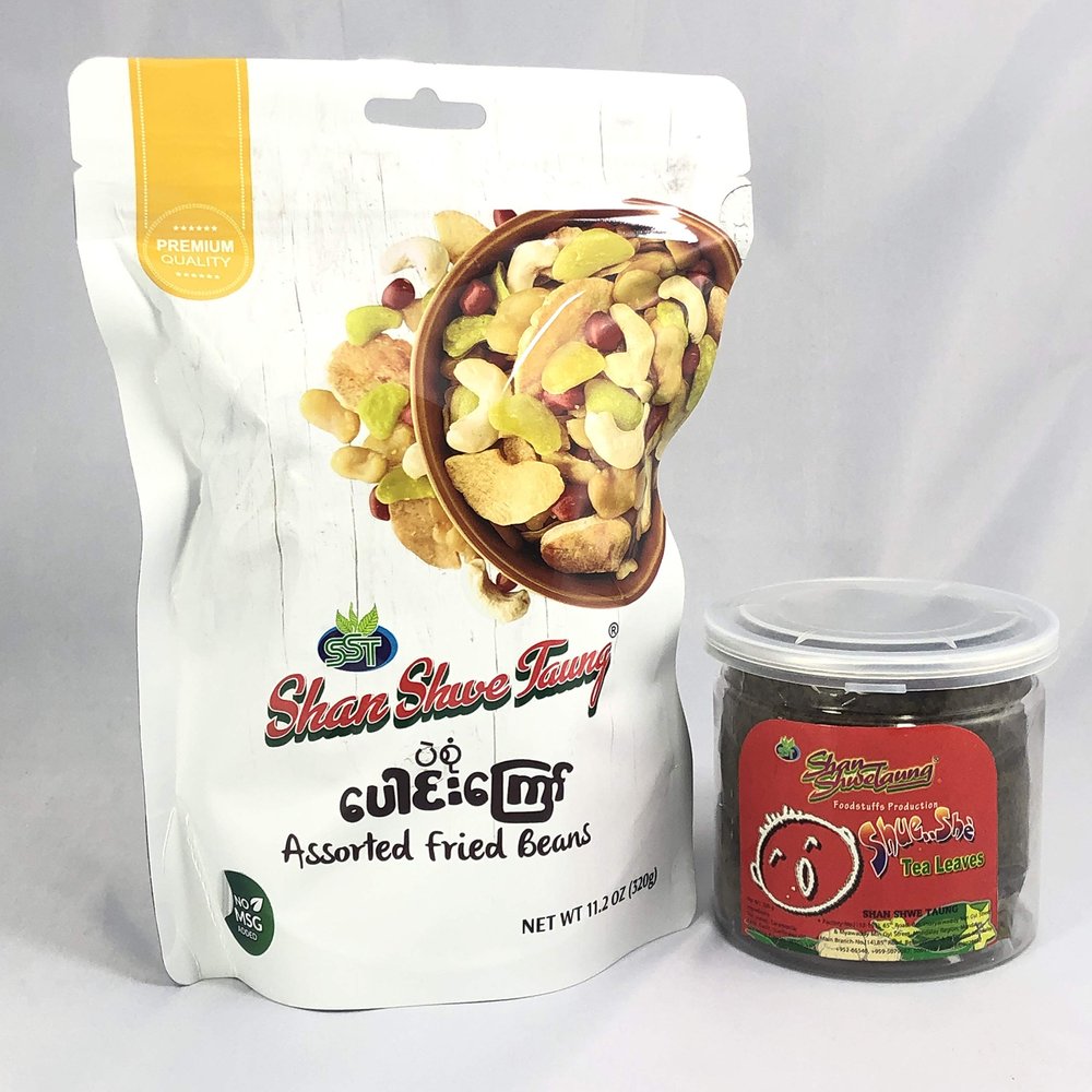 Myanmar Tea Leaf Salad Kit (Spicy Tea Paste Dressing + Assorted Fried Bean) Laphet Thoke - 1.4 lb