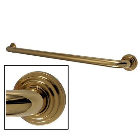12 Inch Milano 3 Layer Flange Grab Bar - Polished Brass
