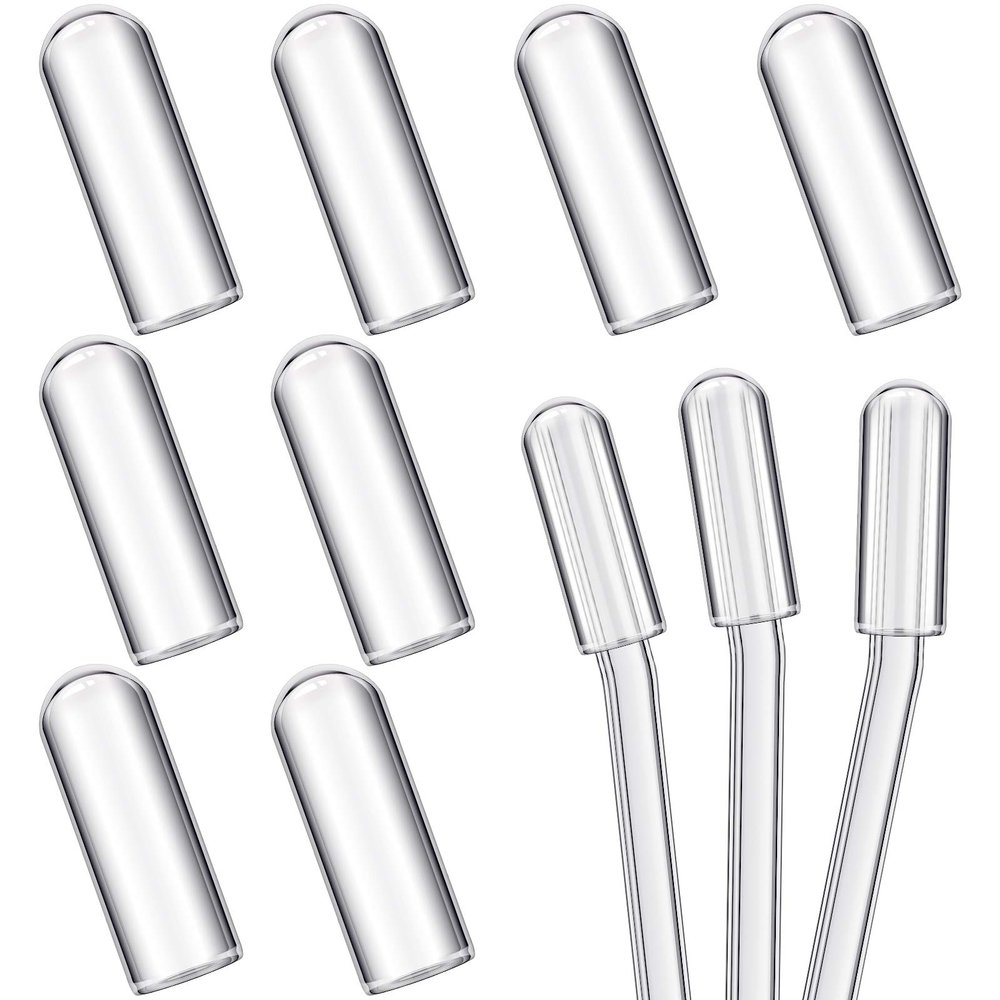 10 Pieces Glass Straw Tips Cover Reusable Drinking Straw Tips Cap Clear Lids(15 mm)