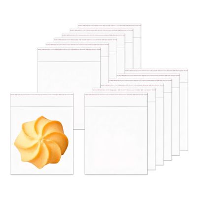 KnR Harmony Cookie Bags 4x4 500pcs Self Sealing Cellophane Bags Self Adhesive Cello Bag Sealable Treat Bag for Bakery Candy Soap Cards Snacks Food Gift Favor 6 Sizes to Choose from