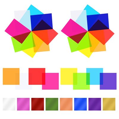 AIKS 120 Pieces Cello Sheets Cellophane Wraps colored cellophane sheets for DIY Arts Crafts Decoration and More (Multicolor, 7.5 x 7.5 Inch)