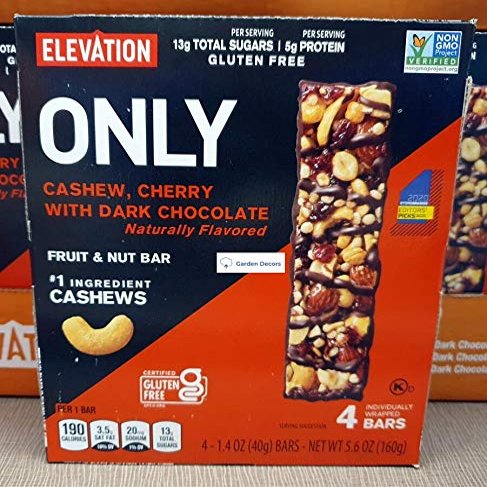 Elevation ONLY Cashew, Cherry with Dark Chocolate Fruit & Nut Bar 5.6oz 160g (Single Box)
