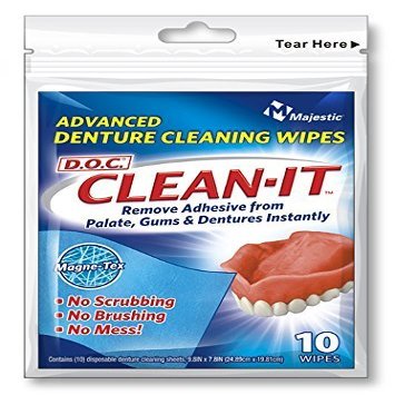 Clean It Denture Cleaning Wipes, 60-unt by Majeic Drug (6 Packs of 10)