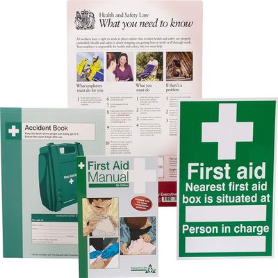 Safety First Aid HSE Compliance Pack with HSE Law Poster, Accident Book, First Aid Manual and Sign