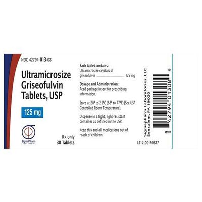 GRISEOFULVIN ULTRAMICROSIZE 125 MG TAB
